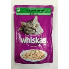 Корм консервированный для кошек Whiskas цельные кусочки кролика в соусе 100г